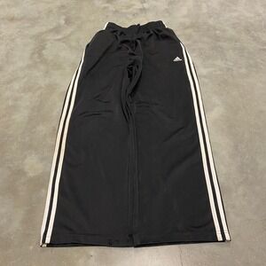 Adidas Mens Black Track Pants Athletic 3 Stripe Comfort Drawstring Size S